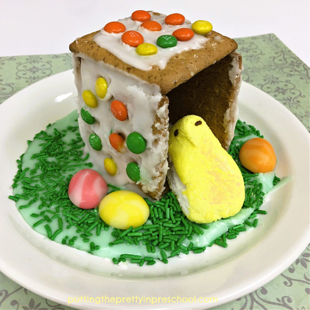 An oh-so-tasty graham cracker Easter chick coop craft everyone will enjoy making. A sure-to-please Easter activity.