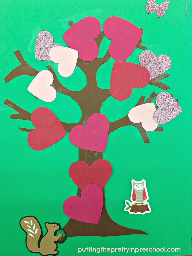 A pink and red-leafed woodland tree design that fits in with a spring blossom theme.