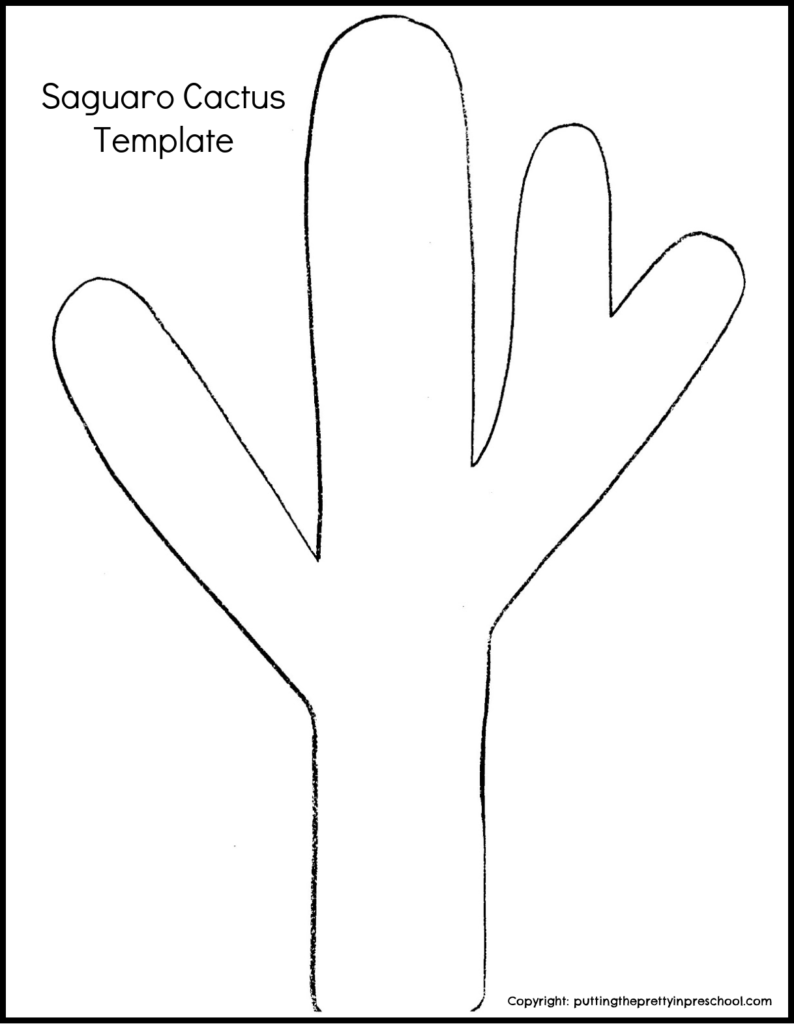 A free saguaro cactus template to use for art and craft projects. Paint, glue, and create with using unique cactus design.