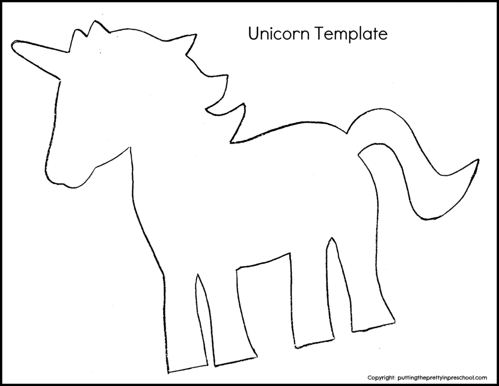 Download this free unicorn template for art and craft projects.