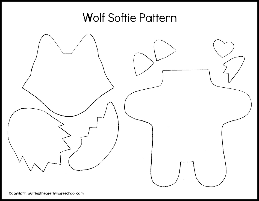 Free wolf softie pattern to download for an easy sewing project.