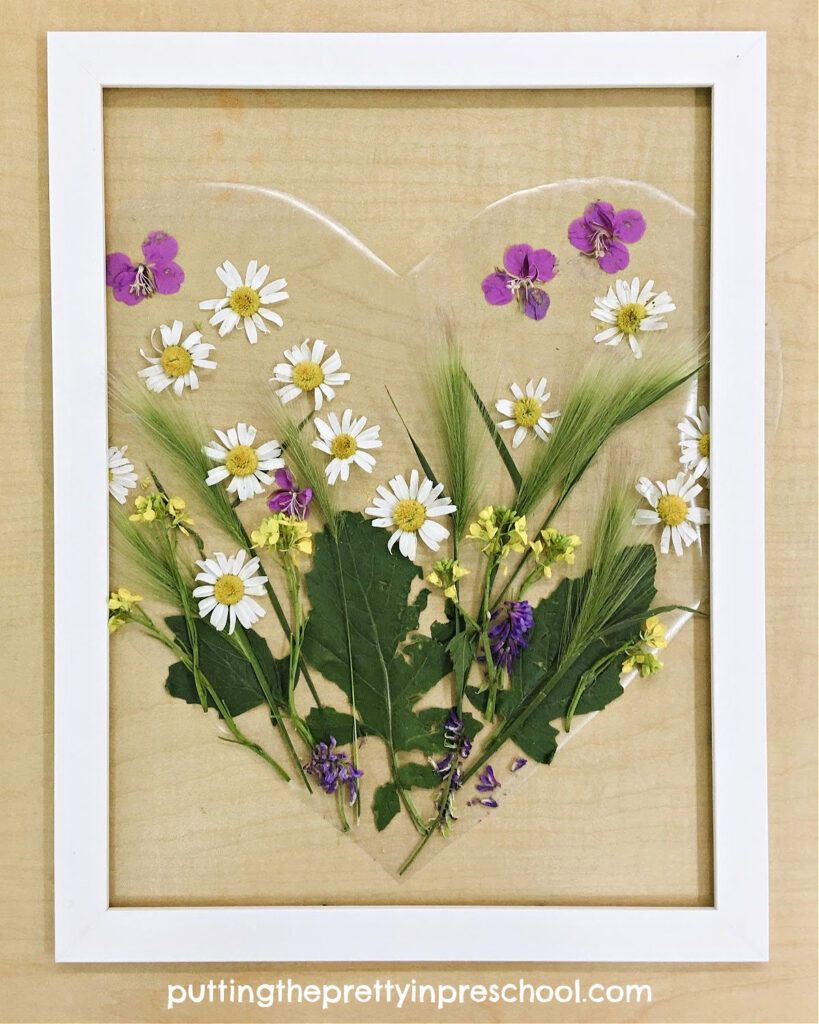 An Invitation to create oh-so-pretty contact paper flower art using flowers and foliage found in the wild. A beautiful, transient nature art project.