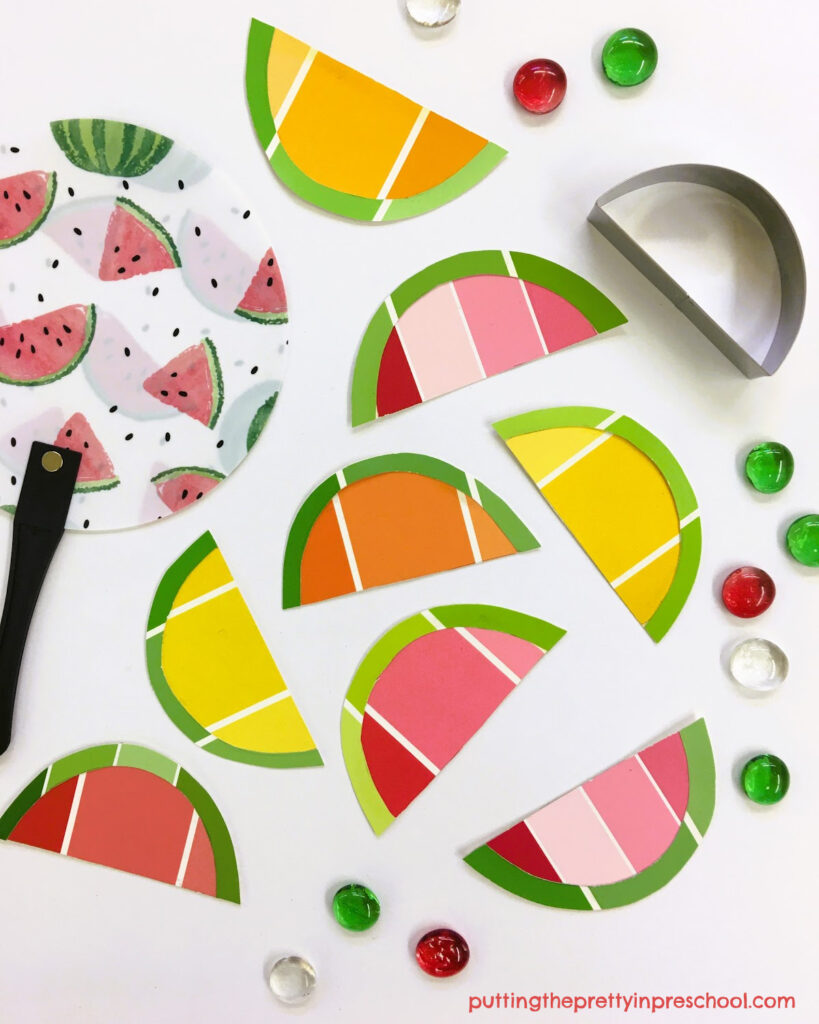 Just add seeds to these fruity slices to create watermelon art. The juicy slices can be used in many differnt activities for litlle learners.