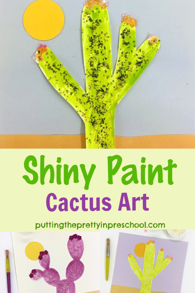 Four easy to make shiny cactus art projects that look beautifully displayed. Kitchen supplies gleam in this all-ages art activity.