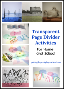 Transparent page divider activities. Art, science, and photography ideas that are suitable for all ages.