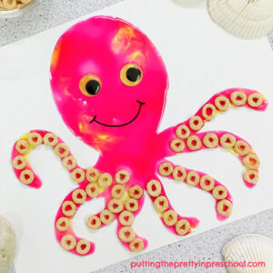 Octopus art activity using supplies easily found in the kitchen. An all-ages art activity.