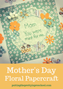 Mother's Day floral papercraft featuring mint-themed scrapbooking supplies. This is a gorgeous all-ages craft for mothers and grandmothers.