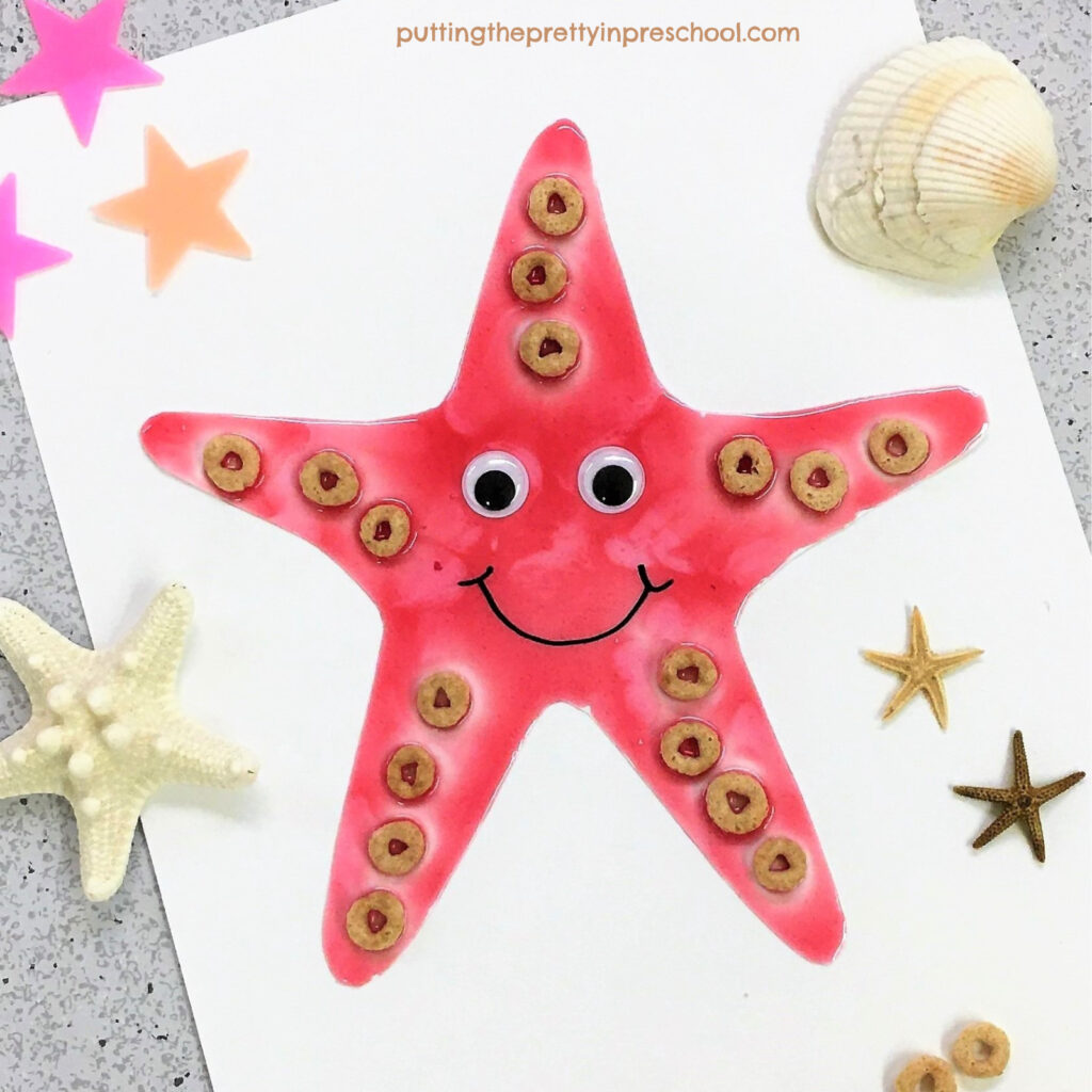Taste safe painted sea star inspired by the pink short-spined sea star.
