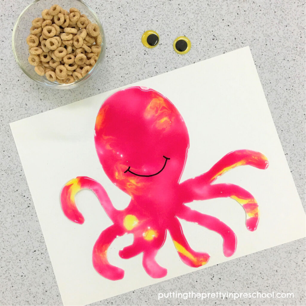 Octopus art activity using supplies easily found in the kitchen. An all-ages art activity.