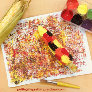 Corn cob painting inspired by Indian corn.