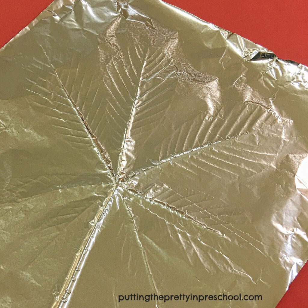Horse chestnut leaf aluminum foil rubbing.