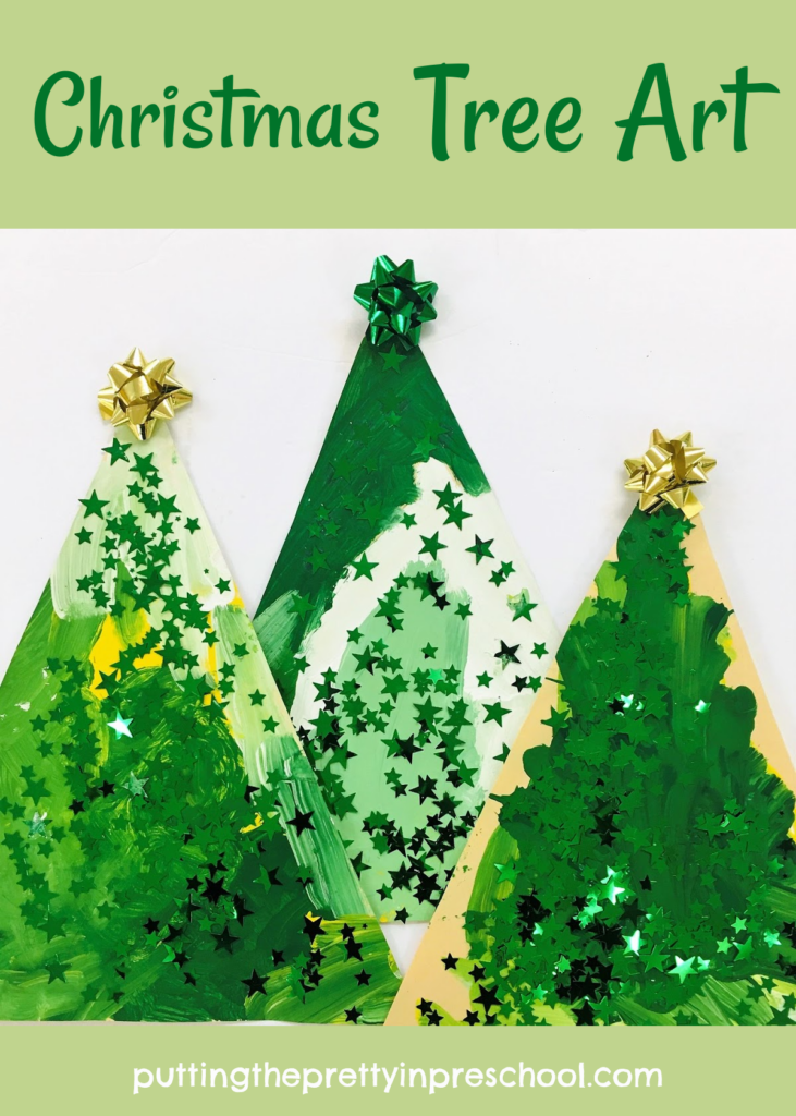 Dazzling, easy to do Christmas tree art painting activity. An all-ages art project.