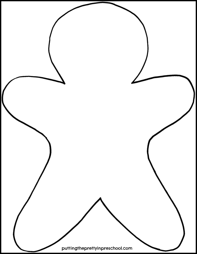 Gingerbread man printable for art and craft activities.
