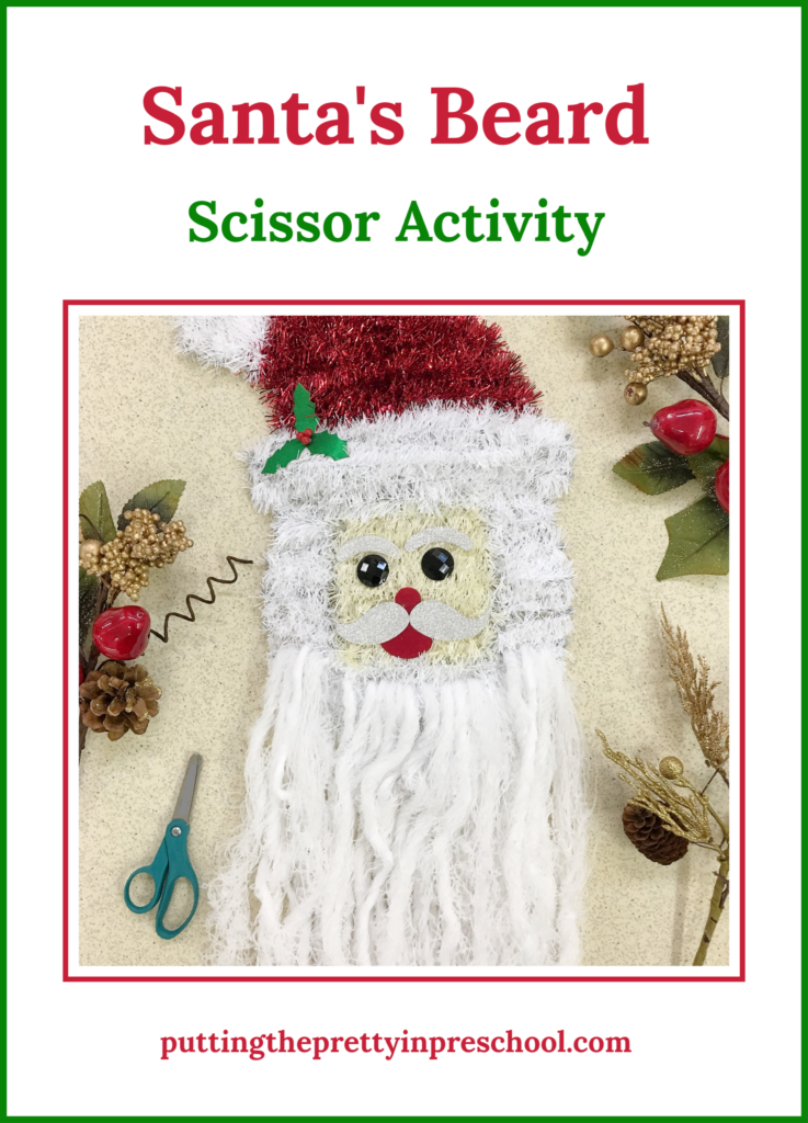 Super fun Santa's beard scissor skill activity. Scissor use tips and guidelines are included.