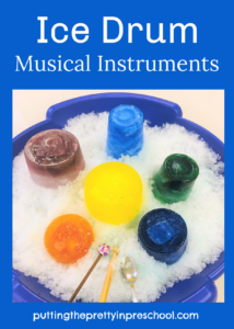Easy to set up ice drum musical instruments that can be played indoors or outside any time of the year.