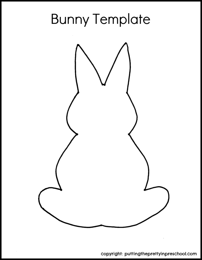 Template for silhouette bunny art or another spring craft project.