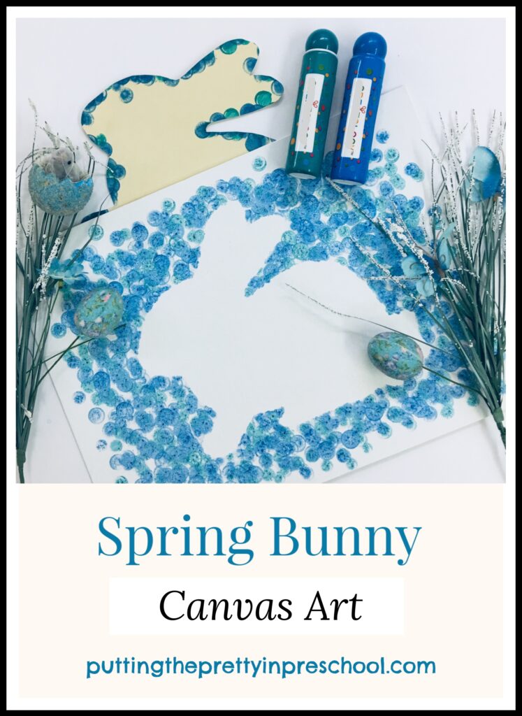 Spring bunny canvas art with paint dabber technique. An easy-to-do all-ages art activity.