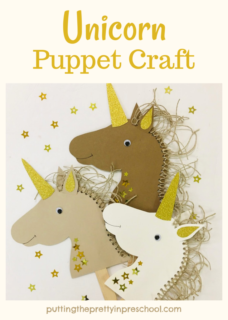 An easy-to-make neutral-toned paper unicorn craft. Free pattern to download. A craft project the whole family can do.