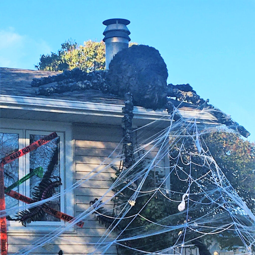 An oversized spider decoration.