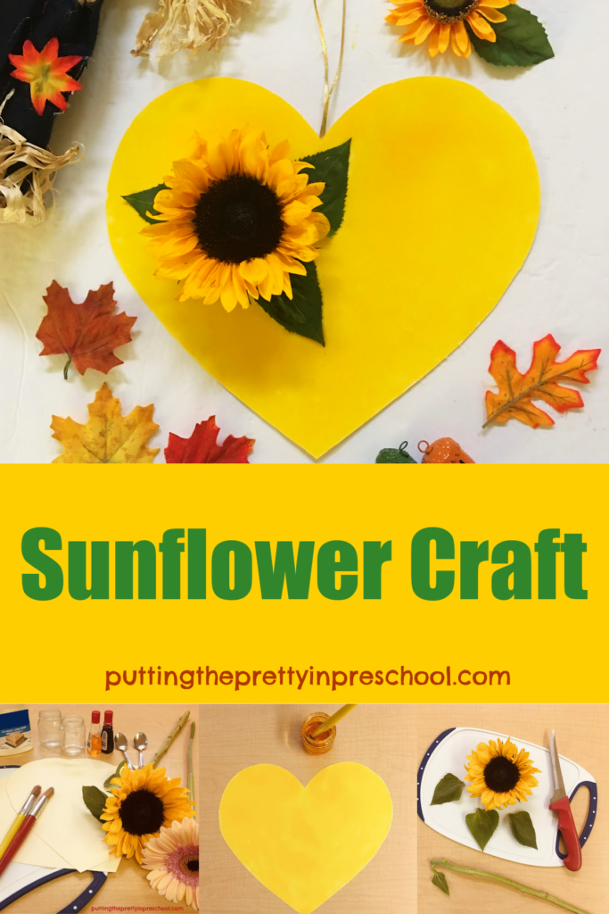 A sunflower heart craft that makes a perfect addition to fall decor.
