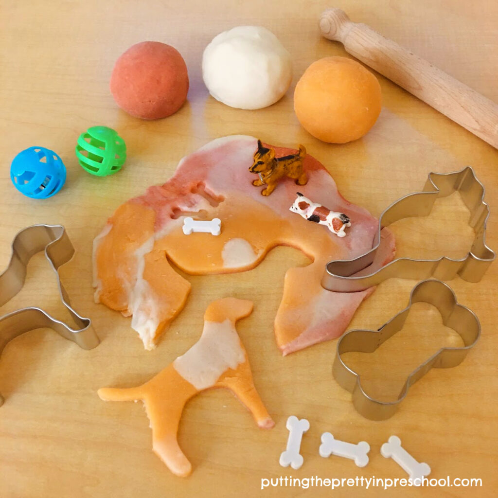 Cat and dog playdough supplies that encourage creativity and imaginitive play.