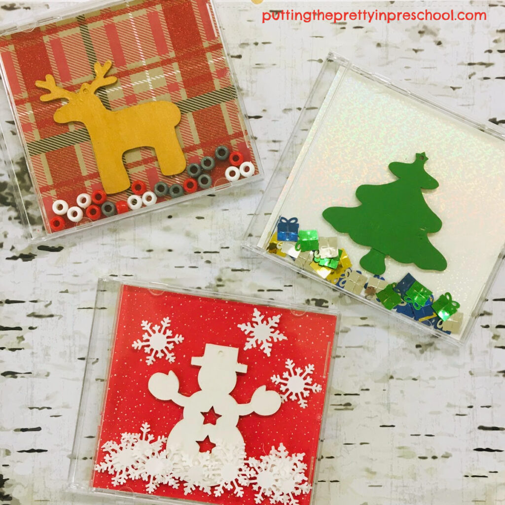 These holiday-themed CD case crafts are a lot of fun to make. Have the whole family create one!