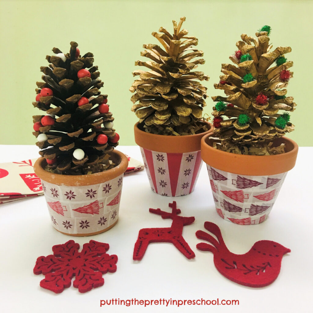 Craft these festive washi tape pots with a Christmas theme.