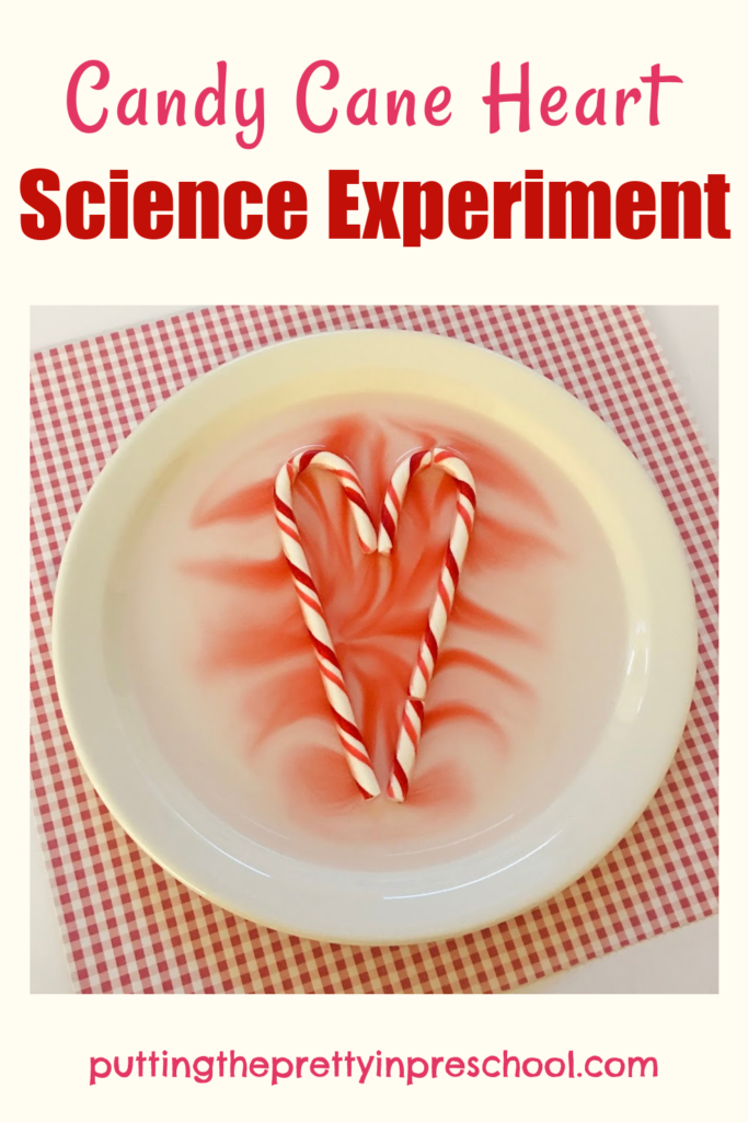 This easy-peasy candy cane heart science experiment shows immediate results and brings the WOW factor, perfect for little learners!