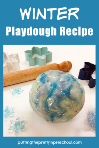 A soft, easy-to-make winter-themed playdough recipe perfect for little hands to explore.
