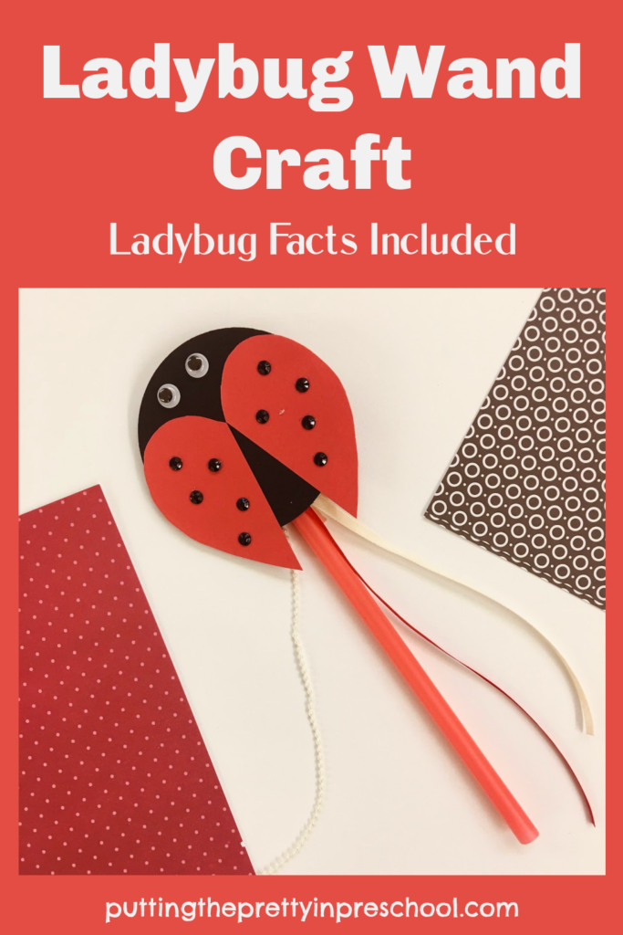 Cute ladybug wand craft early learners will love to make and play with. A host of ladybug facts are included in the post.