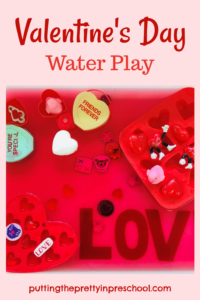 A fun and friendly Valentine's Day water play activity your early learners will love to participate in. A quick and easy sensory bin to set up.