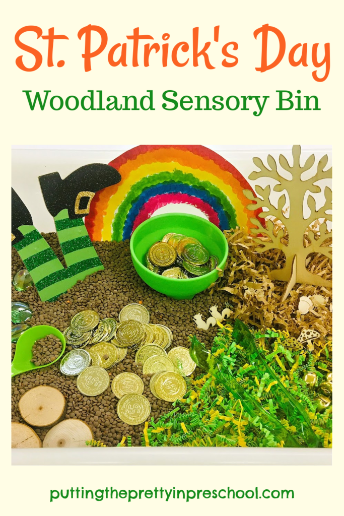Create this easy, engaging St. Patrick's Day woodland bin a sneaky, solitary leprechaun would feel right at home in.