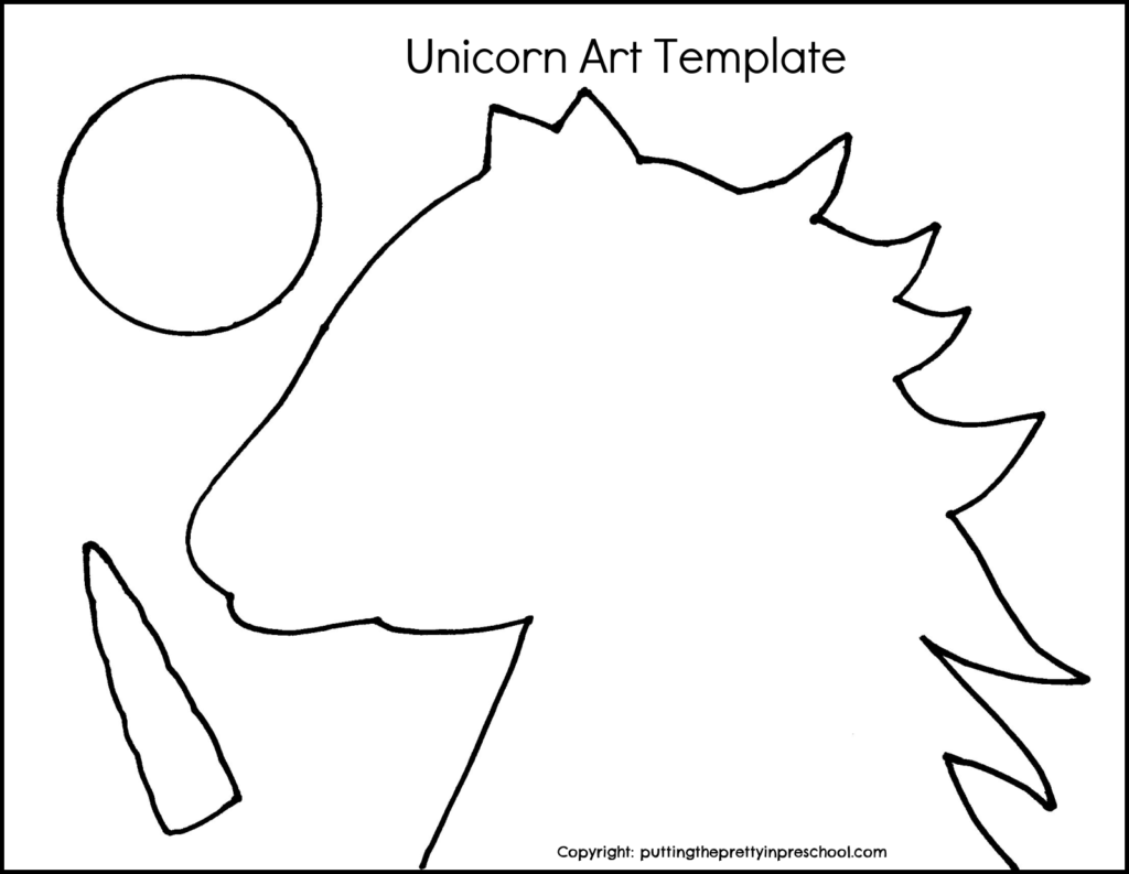 A free unicorn template available to download for art and craft projects.