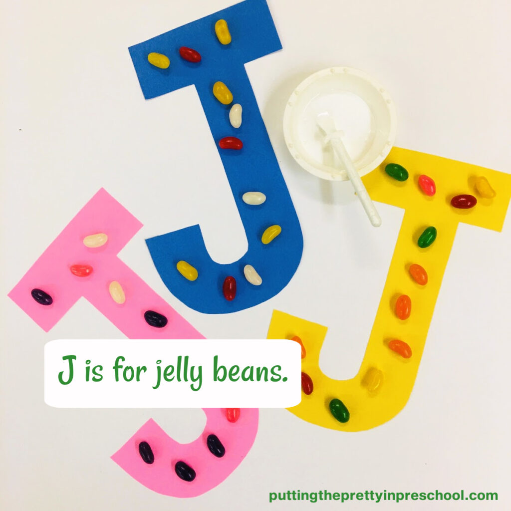 "J Is For Jelly Beans" in this tasty craft. Reinforce the letter J sound with this fun and easy activity.