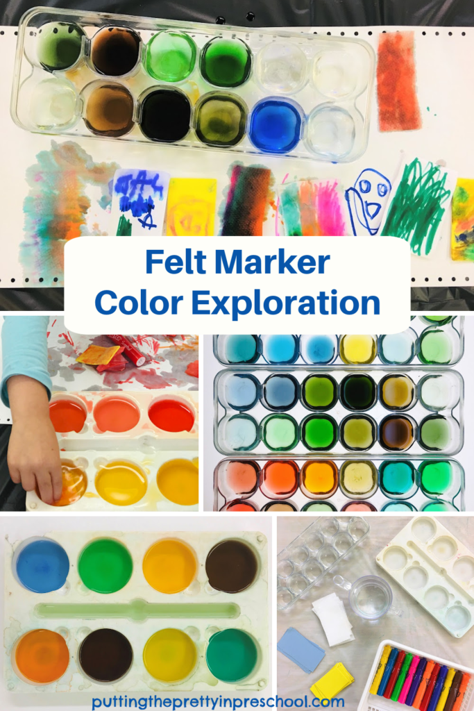 Create beautiful hues with this felt marker color exploration invitation. The activity is easy and economical to set up!