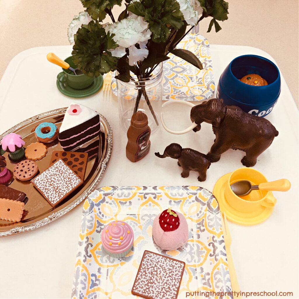 A dessert bar tablescape ready to be enjoyed by little learners.