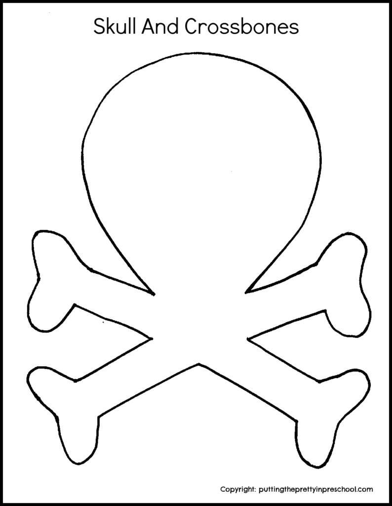 Skull and crossbones template to download for scissor skill practice and art.