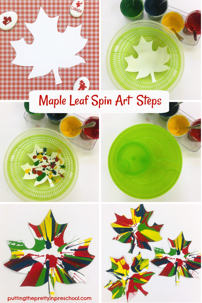 Steps to make gorgeous maple leaf spin art. A simple and satisfying activity the whole family will love to do!