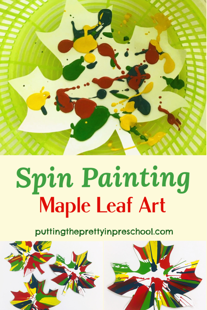 Try this gorgeous spin painting maple leaf process art project today! It's a simple and satisfying activity the whole family will love to do!