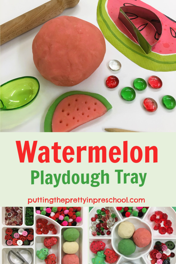 Put together this scented watermelon playdough tray today! It's easy to do and is perfect for summer or any time of the year.