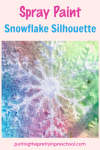 A beautiful spray paint snowflake silhouette outdoor transient art activity. Fun facts about snow are included in the post.