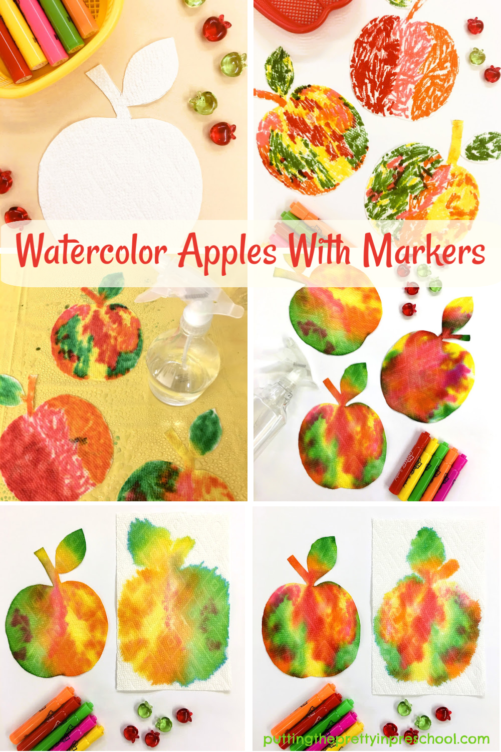 Watercolor Apples With Markers