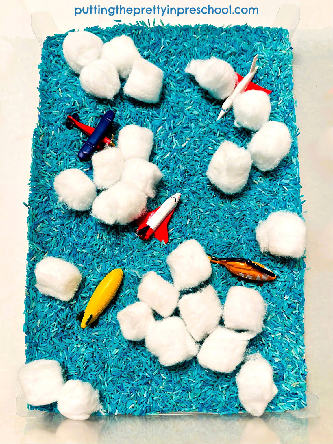 Airplane Rice Sensory Bin